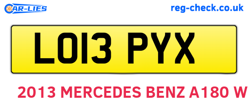 LO13PYX are the vehicle registration plates.