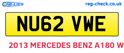 NU62VWE are the vehicle registration plates.
