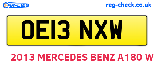 OE13NXW are the vehicle registration plates.