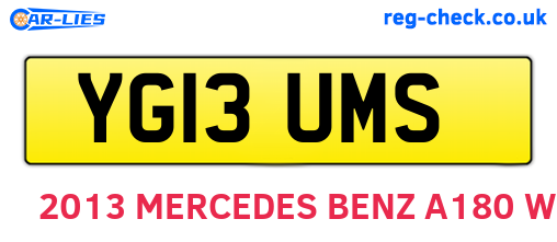 YG13UMS are the vehicle registration plates.