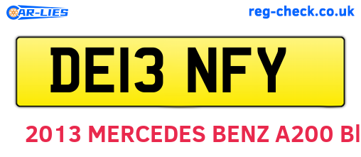 DE13NFY are the vehicle registration plates.