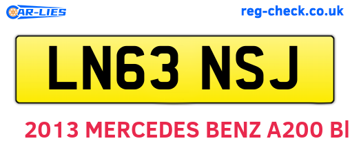 LN63NSJ are the vehicle registration plates.