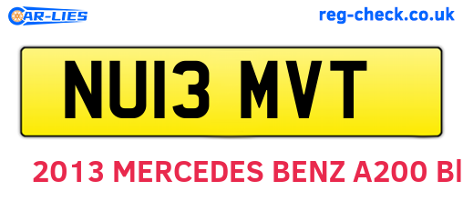 NU13MVT are the vehicle registration plates.