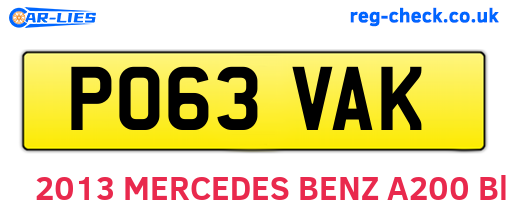 PO63VAK are the vehicle registration plates.