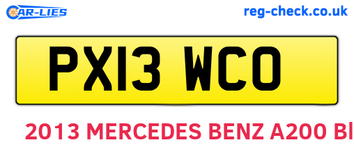 PX13WCO are the vehicle registration plates.