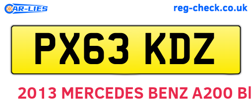 PX63KDZ are the vehicle registration plates.