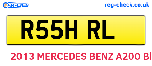 R55HRL are the vehicle registration plates.
