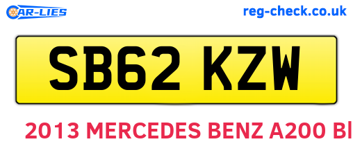 SB62KZW are the vehicle registration plates.