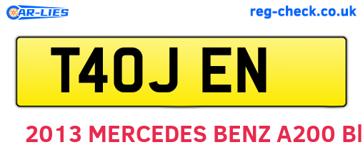 T40JEN are the vehicle registration plates.