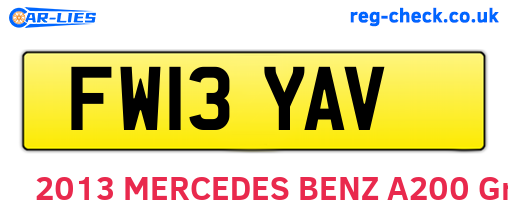 FW13YAV are the vehicle registration plates.