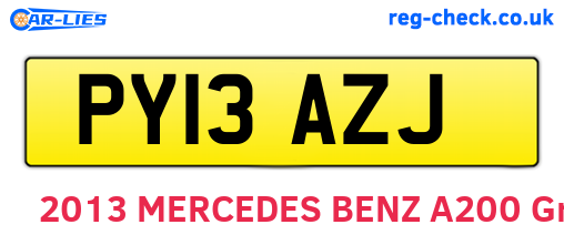 PY13AZJ are the vehicle registration plates.
