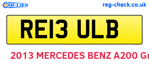 RE13ULB are the vehicle registration plates.
