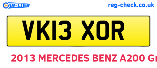 VK13XOR are the vehicle registration plates.
