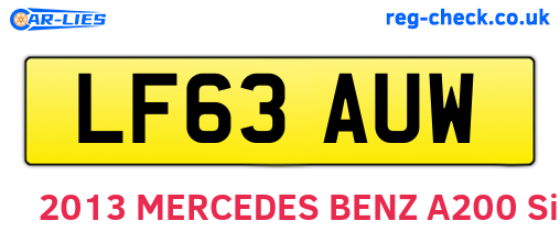 LF63AUW are the vehicle registration plates.