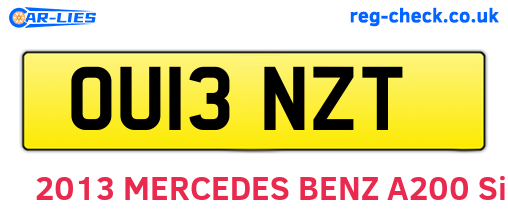 OU13NZT are the vehicle registration plates.