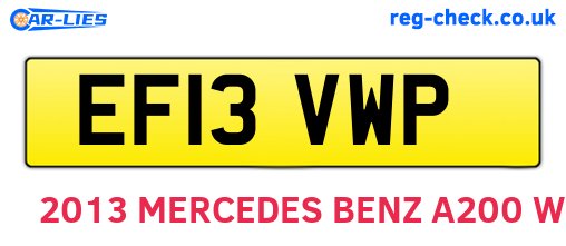 EF13VWP are the vehicle registration plates.