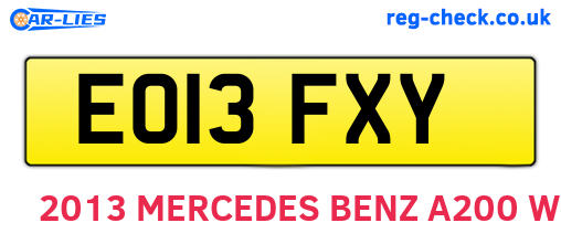 EO13FXY are the vehicle registration plates.