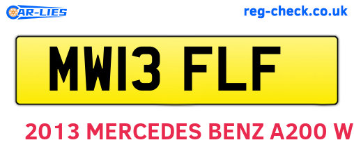 MW13FLF are the vehicle registration plates.