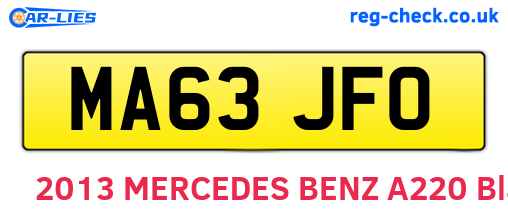 MA63JFO are the vehicle registration plates.
