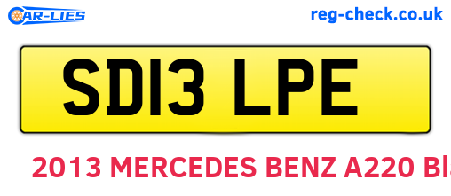 SD13LPE are the vehicle registration plates.