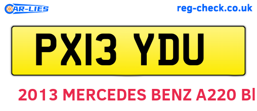 PX13YDU are the vehicle registration plates.