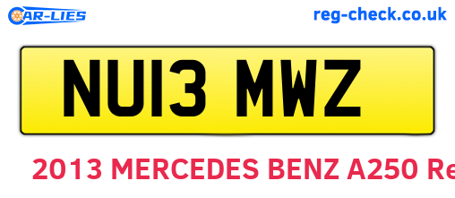 NU13MWZ are the vehicle registration plates.
