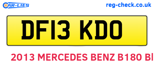 DF13KDO are the vehicle registration plates.