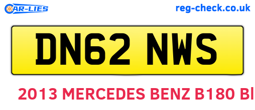 DN62NWS are the vehicle registration plates.