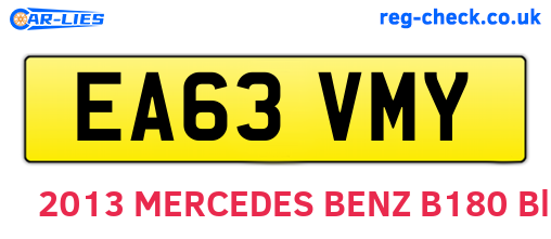 EA63VMY are the vehicle registration plates.