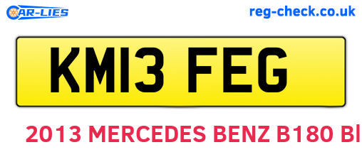 KM13FEG are the vehicle registration plates.