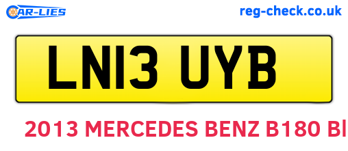 LN13UYB are the vehicle registration plates.