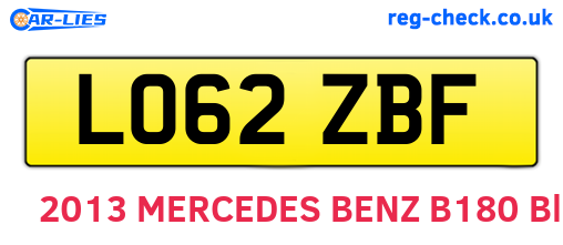 LO62ZBF are the vehicle registration plates.