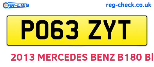 PO63ZYT are the vehicle registration plates.