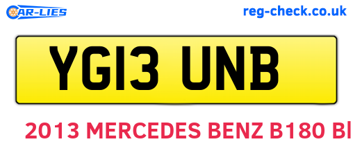 YG13UNB are the vehicle registration plates.