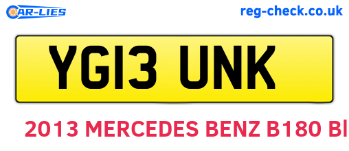 YG13UNK are the vehicle registration plates.
