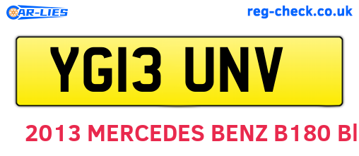 YG13UNV are the vehicle registration plates.