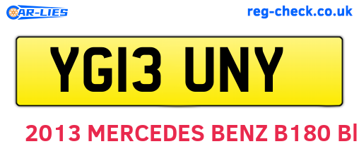 YG13UNY are the vehicle registration plates.