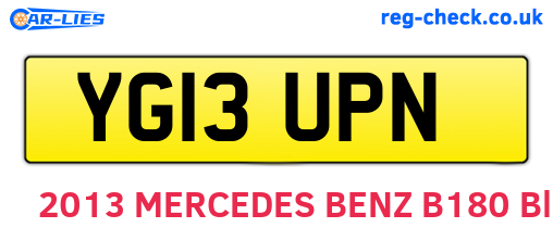 YG13UPN are the vehicle registration plates.