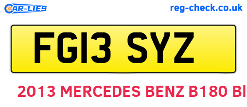 FG13SYZ are the vehicle registration plates.