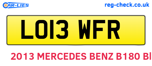 LO13WFR are the vehicle registration plates.