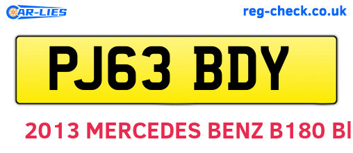 PJ63BDY are the vehicle registration plates.