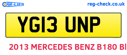 YG13UNP are the vehicle registration plates.
