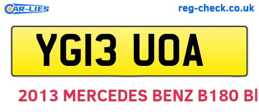 YG13UOA are the vehicle registration plates.