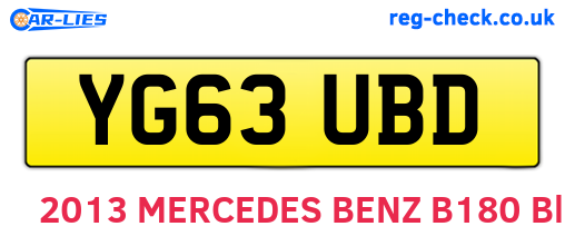 YG63UBD are the vehicle registration plates.