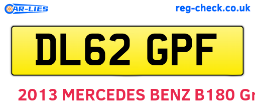 DL62GPF are the vehicle registration plates.