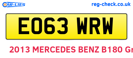 EO63WRW are the vehicle registration plates.