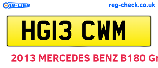 HG13CWM are the vehicle registration plates.