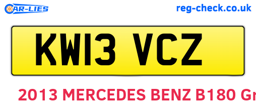 KW13VCZ are the vehicle registration plates.