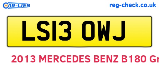 LS13OWJ are the vehicle registration plates.