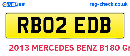 RB02EDB are the vehicle registration plates.